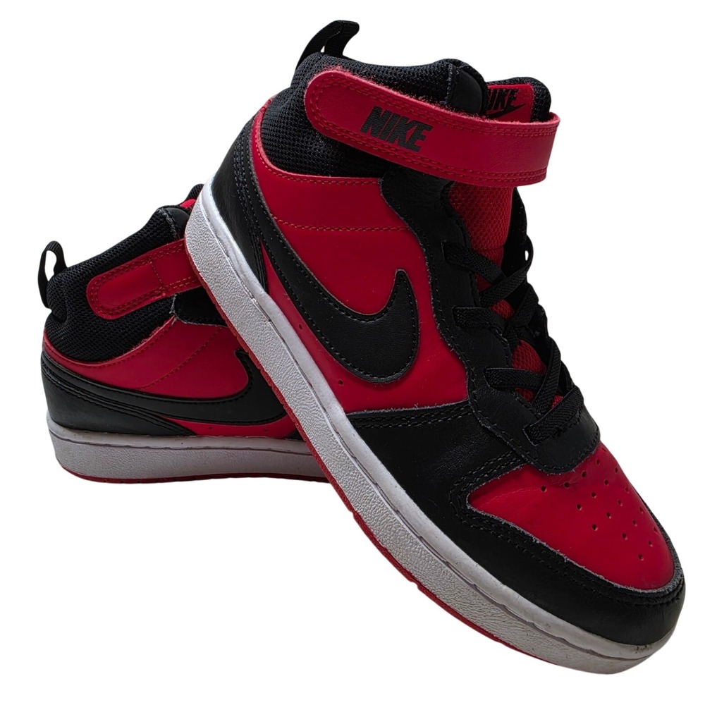 Nike Court Borough Mid 2 Red Black High Top Sneakers CD7783-602 Youth Size 2Y